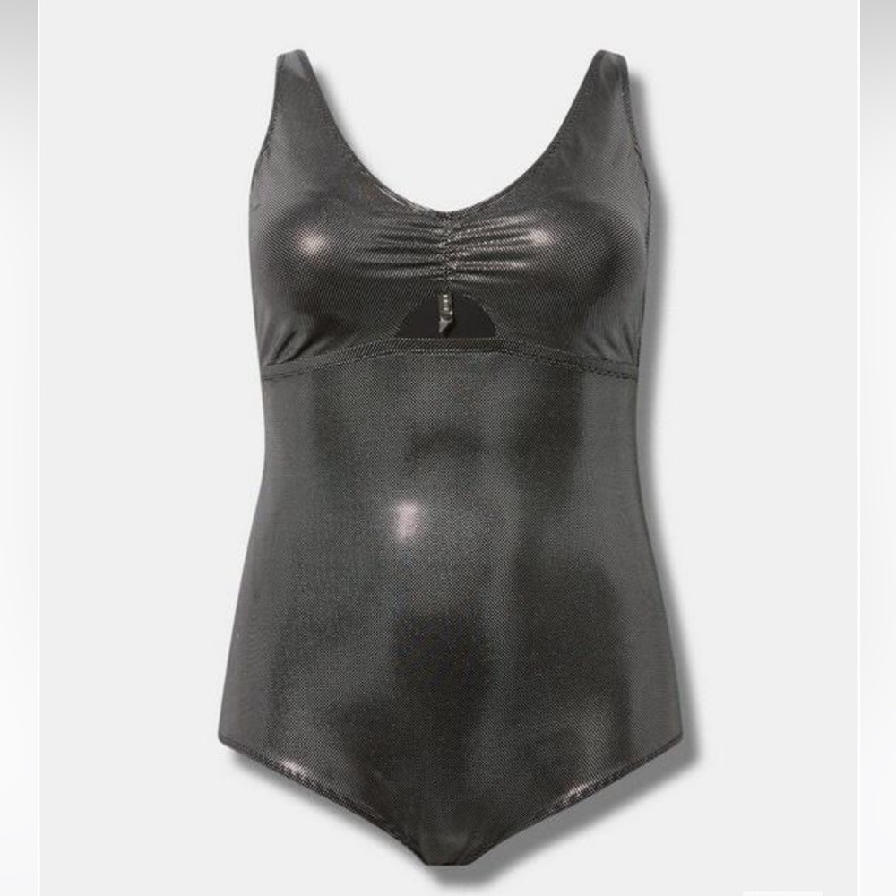 New! Torrid sz 4 Wireless Foil Keyhole‎ Plunge One Piece Bathing Swim Suit 4X
